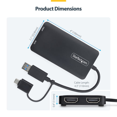 StarTech.com 107B USB to Dual HDMI Adapter - 4K & 1080p Support