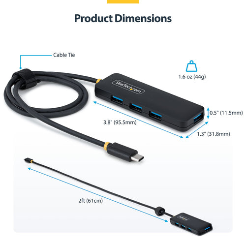 4-Port USB-C Hub StarTech.com 5Gbps Tragbarer Mini-Hub 0,6 m Kabel