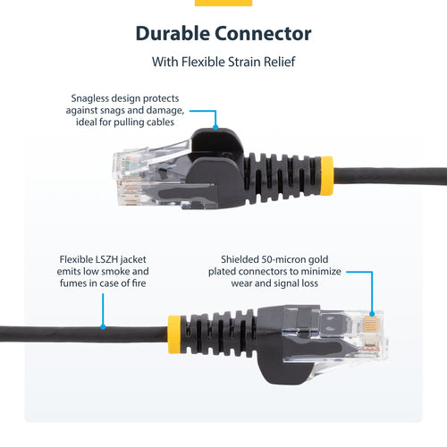 CAT6 Networking Cable 0.5m Slim U/UTP Snagless RJ45 Connectors