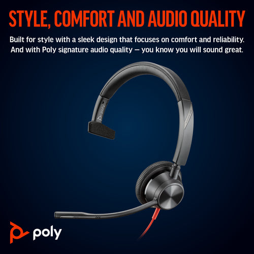 Wired Blackwire 3315 USB-C Monaural Headset with 3.5mm Plug