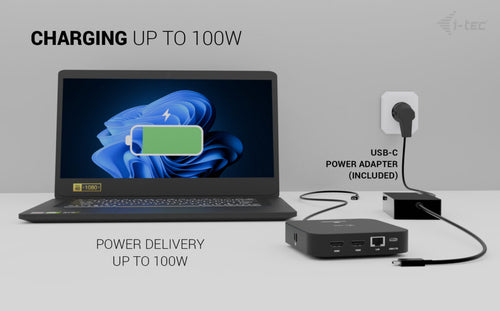i-tec USB-C Dual HDMI Docking Station with Power Delivery 100 W + Universal Charger 100W