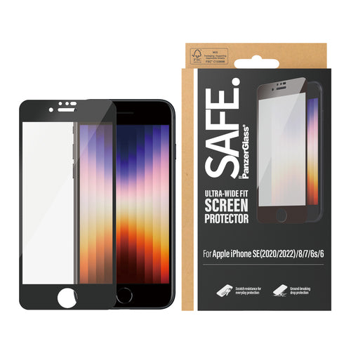 PanzerGlass SAFE. by ® Screen Protector iPhone 8 | 7 | 6 | 6s | SE (2020/2022) | Edge-to-Edge