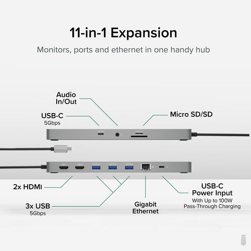 Plugable Technologies USBC-11IN1E laptop dock/port replicator