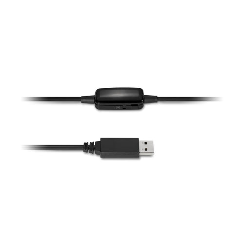 Kensington K33065WW Classic USB-A Headset – Kabelgebundenes Büro-Headset mit Mikrofon und Lautstärkeregler – Schwarz