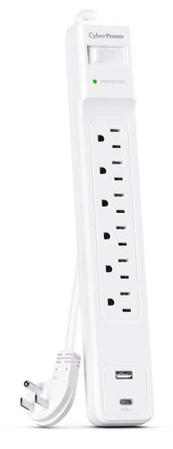 6 Outlet Surge Protector with USB 1500J CyberPower NEMA 5-15R