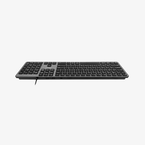 Wired USB Full-Size Keyboard Macally QWERTY Black Grey Scissor Switch