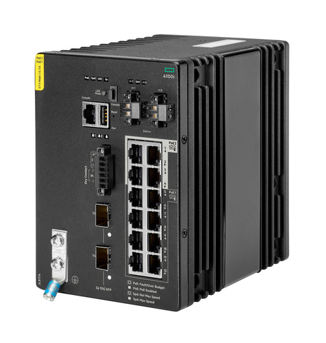 HPE Aruba Networking CX 4100i 12p 1GbE 8p Class4 PoE and 4p Class6 PoE 2p SFP+ DIN Mount Switch