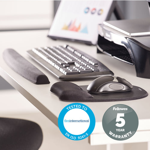 Fellowes Tastatur Handgelenkauflage – Ergonomische Memory Foam Unterstützung – Schwarz – 490,5 mm
