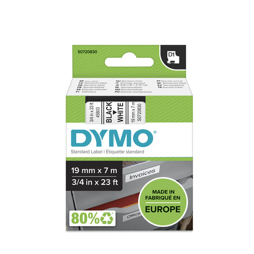 DYMO D1 Standard - Black on White - 19mm label-making tape