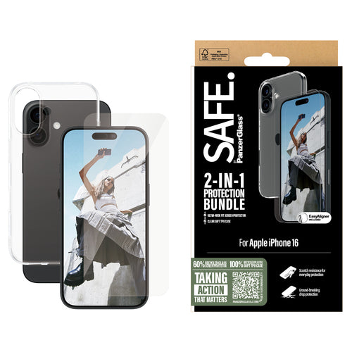 iPhone 16 2-in-1 Protection Bundle - PanzerGlass SAFE Scratch & Shock Resistant