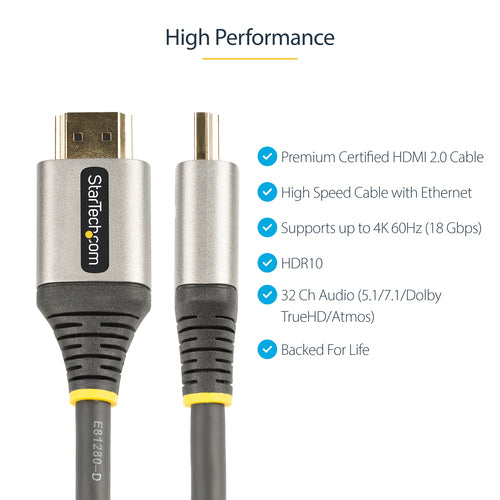 StarTech.com 4,8 m HDMI 2.0 Kabel - Ultra HD 4K 60Hz, HDR10, Ethernet