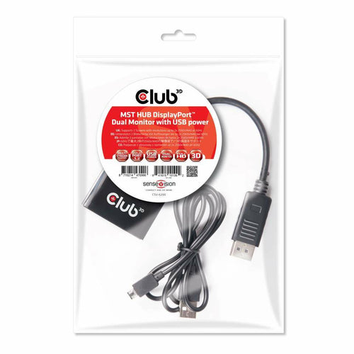 CLUB3D CSV-6200 DisplayPort 1.2 Video Splitter - Dual Monitor 3840x2160, 60Hz
