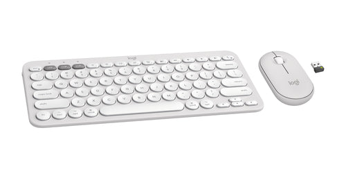 Logitech Pebble 2 Wireless Keyboard and Mouse Combo for Mac QWERTY Bluetooth Scissor Switch White