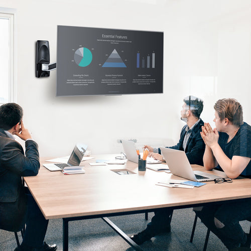 StarTech.com Schwenkbare TV-Wandhalterung 26-65 Zoll – Unterstützt Flachbild-/Curved-TVs – Schwarz/Silber