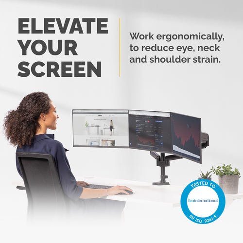 Fellowes Platinum Series Dreifach-Monitorhalterung – Verstellbare Tischhalterung für drei 27-Zoll-Bildschirme
