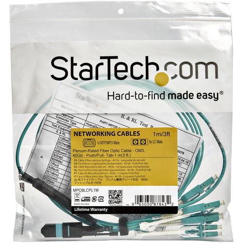 Fiber Optic Cable StarTech MTP to LC 1m OM3 Low Insertion Loss 40G