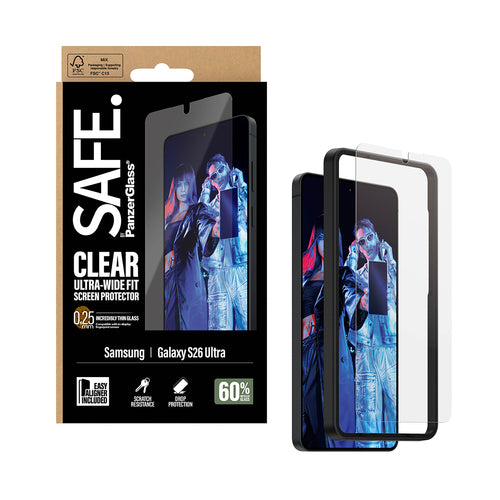 PanzerGlass SAFE. by ® Screen Protector Samsung Galaxy S26 Ultra | Ultra-Wide Fit w. EasyAligner