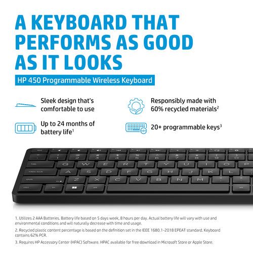 HP 450 BLK Programmable Wireless keyboard