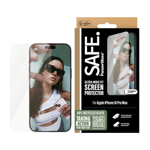 PanzerGlass SAFE. by ® Screen Protector iPhone 16 Pro Max | Ultra-Wide Fit