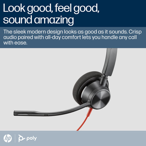 HP Poly Blackwire 3310 USB-C Headset | Microsoft Teams-zertifiziert | Business-Headset