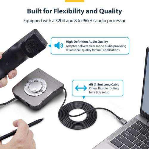 Headset Adapter StarTech.com UR9 USB-C to RJ-9 1.8m Black