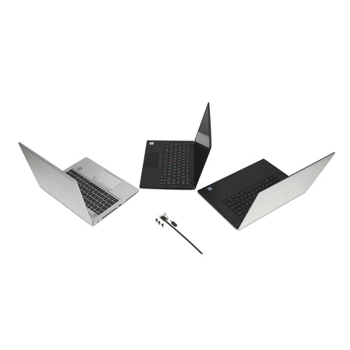 Kensington K62318WW Universelles 3-in-1 Laptop-Kabelschloss – 1,8 m Karbon & Silber