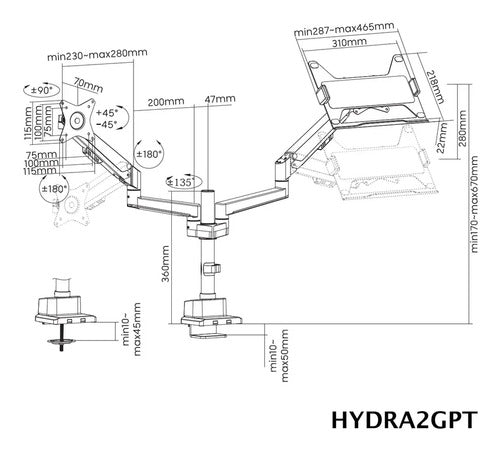 Amer HYDRA2GPT monitor mount / stand
