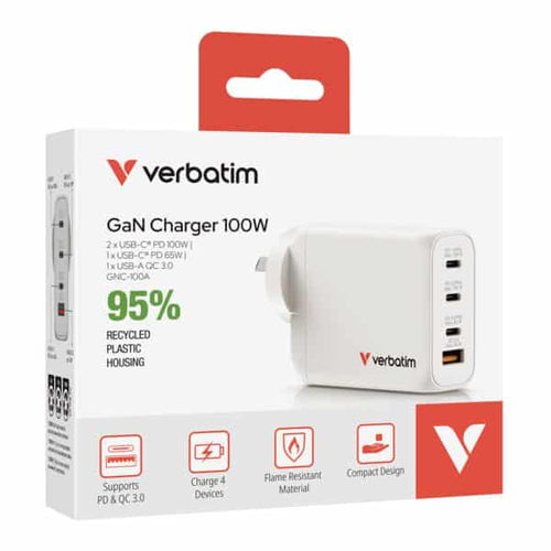 Verbatim 100W 4-Port GaN Wall Charger
