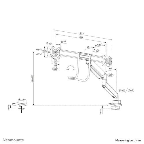 Neomounts DS75-450BL2 monitor mount / stand