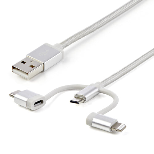 1,8m USB-Mehrfachladekabel USB-A auf Lightning USB-C Micro-USB Geflochtenes Nylonkabel
