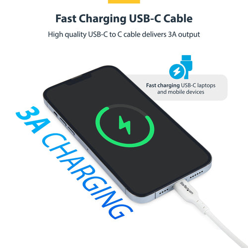 1,8m USB-C Ladekabel 60W Power Delivery USB 2.0 Weiß - StarTech.com