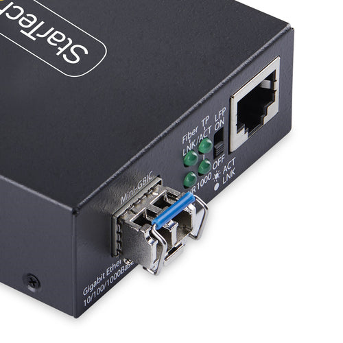 Gigabit Ethernet Copper-to-Fiber Media Converter 40km 10/100/1000Mbps SM LC Full Metal