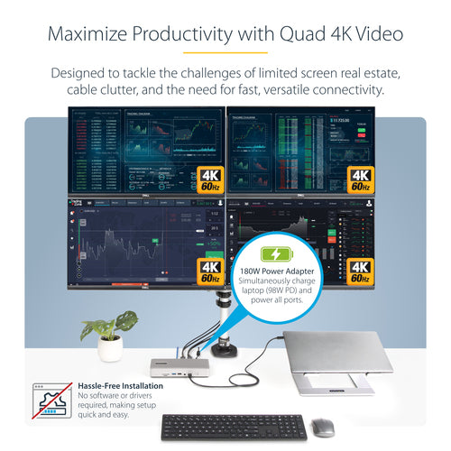 StarTech.com 132N-TB4USB4DOCK laptop dock/port replicator