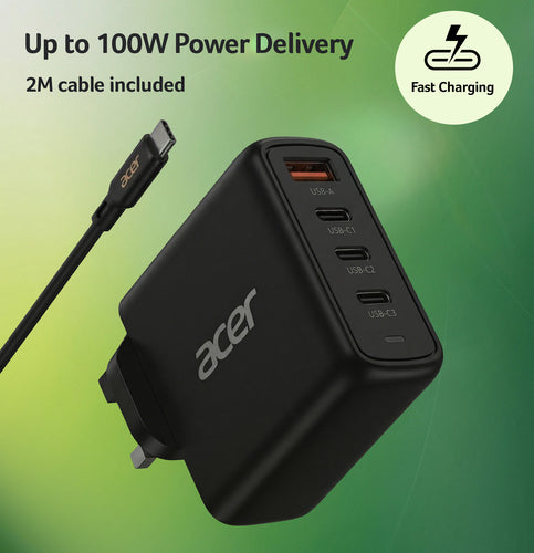 Acer 100W PD CHARGER 3X USB-C 1X USB-A power adapter/inverter