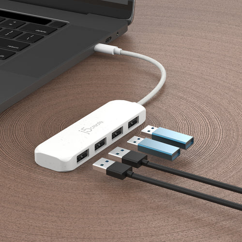 USB-C to 4-Port Type-A Hub j5create JCH341EW 10000Mbit/s Eco-Friendly ABS