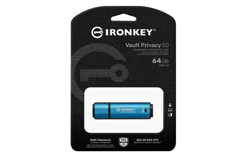 Kingston IronKey Vault Privacy 50 64GB USB Flash Drive - AES-256 Encrypted