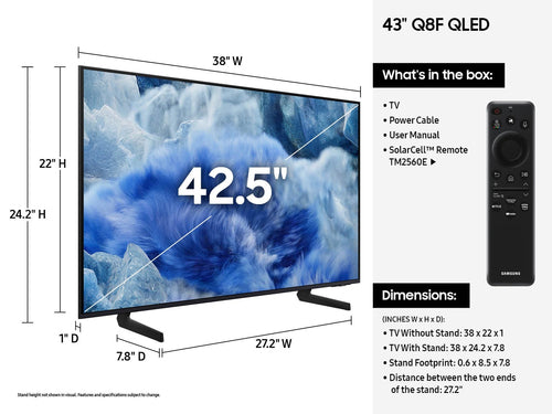 Samsung Q8F QN43Q8FAAFXZA 43-Inch QLED Smart TV with 4K Ultra HD