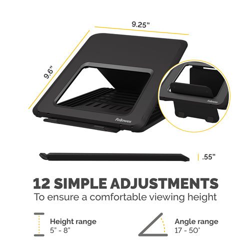 Fellowes Breyta Laptop-Ständer – Schwarz, höhenverstellbar, robustes ABS, ergonomisches Design