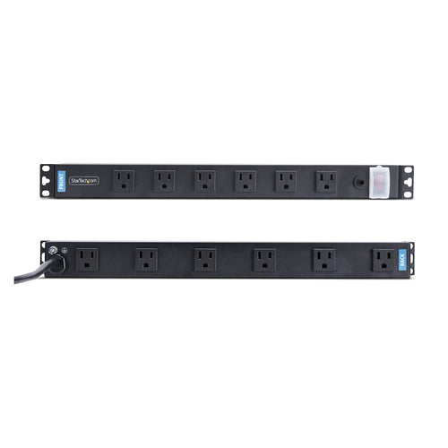 Rackmontierbare Stromverteilungseinheit 12-fach 1U Stahl Schwarz