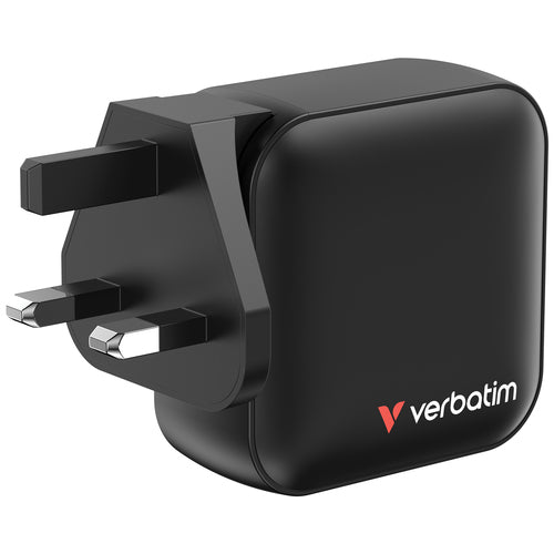 100W Verbatim Mini GaN Ladegerät 4-Port AC Schwarz mit EU- & UK-Adaptern
