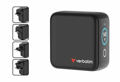 Verbatim 140W Mini GaN Charger with Display