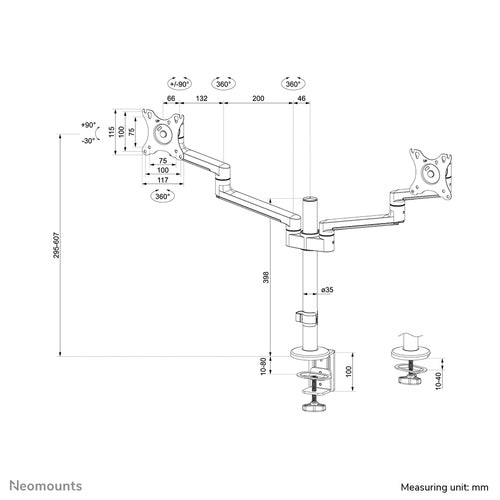 Neomounts DS60-425WH2 monitor mount / stand