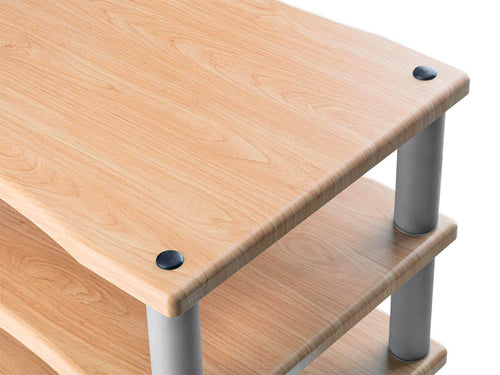4 Tier Audio Stand XL Monoprice MDF Steel Maple Color 25.2 kg