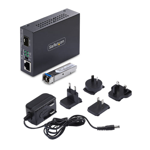 Gigabit-Ethernet-Kupfer-auf-Glasfaser-Medienkonverter StarTech 20km 10/100/1000 Mbit/s Vollmetall