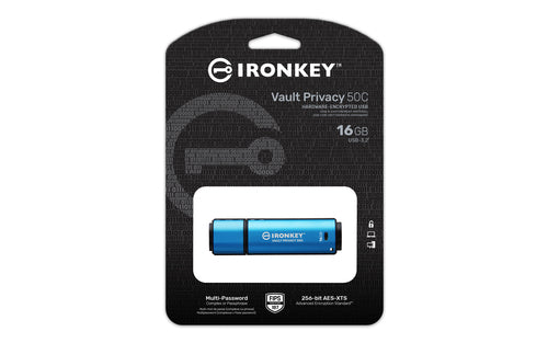 USB Flash Drive Kingston IronKey Vault Privacy 50C 16GB AES-256 Encrypted USB-C 250MB/s