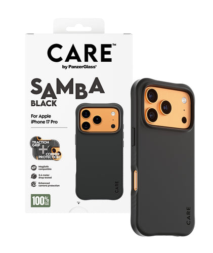PanzerGlass CARE by ® Fashionable Case Samba Black w. MagSafe iPhone 17 Pro mobile phone case