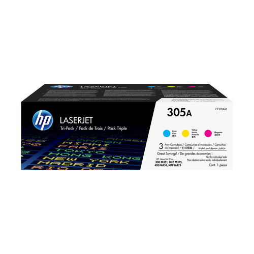 HP 305A LaserJet Tonerpatronen 3er-Pack – Hohe Reichweite – Cyan, Magenta, Gelb