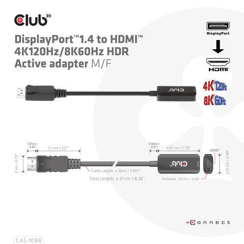 CLUB3D CAC-1088 video cable adapter
