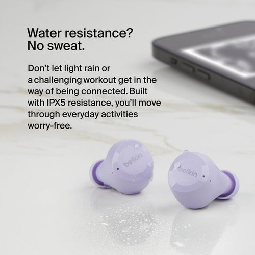 Wireless Headset Belkin SoundForm Bolt 2 for Calls and Music - Lavender