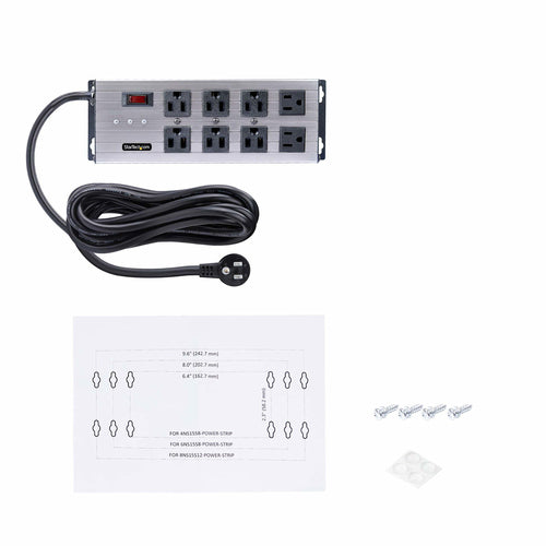 Industrial Power Strip 8-Outlet PDU 125V 15A Surge Protection